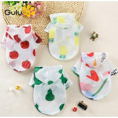 Pet Dog Sun Protection Clothing Colorful Fruits Print Puppy Cat Summer Outdoor Sunscreen Clothes