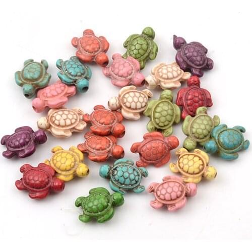 Soosmith Mixed Color Turtle Shape Synthetic Stone Bead Loose Spacer Beads For Jewelry Making Natural Stone Beads Diy Accessories