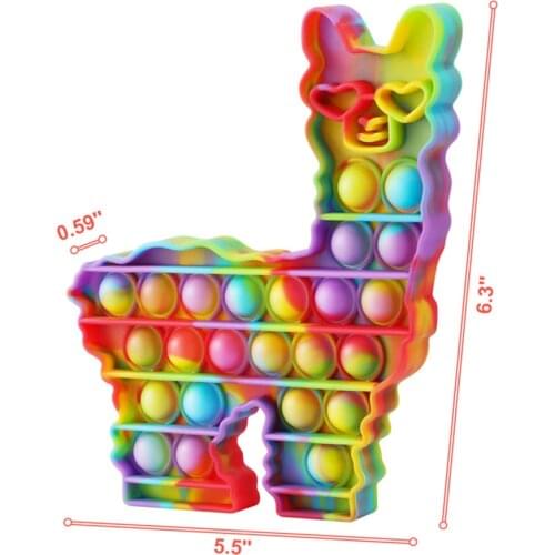 Tie-Dye Alpaca Push Bubble Fidget Toys Stress Relief Relaxing Puzzle Toy Autistic Stress Relief Push Bubble Decompression Toy