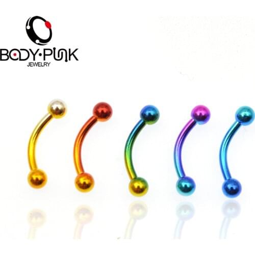 BODY PUNK Eyebrow Studs Piercing Surgical Stainless Steel 1 Set/5Pcs Fashion Unisex Bar Ring Body Jewelry EB 001 for Women