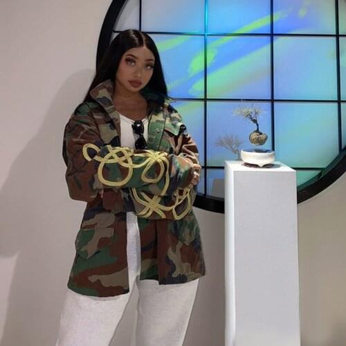 Heavy Industry Street Style Washed M65 Four-Pocket Cuff Three-Dimensional Gold Thread Embroidery Mid-Length Jacket Jacket