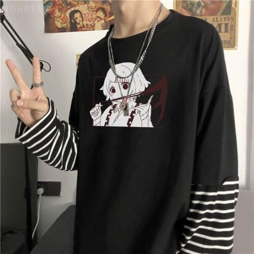 Japanese Anime Tokyo Ghoul Harajuku Kawaii Boys Juzo Suzuya Manga T-shirt Casual Men Women Oversized Summer Stripe Long TShirts