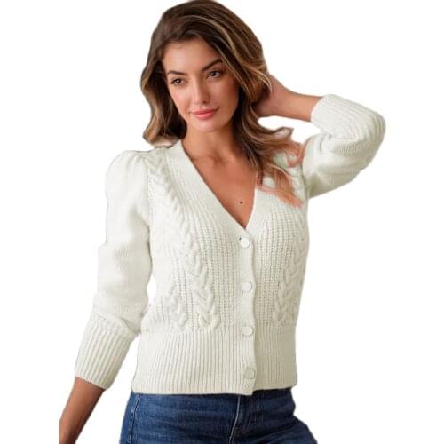 Women Sweater Button Cardigan Casual Long Sleeve V-neck Cardigans Fashion Pull Female Knitted Coat 2021 Winter Korean Twist Tops