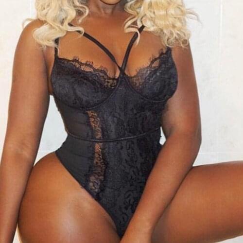 Lace Black Bodysuit Women Sexy Transparent Rompers Female Bodycon Body Push Up Jumpsuit Femme Bodysuits For Women Playsuits New