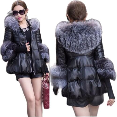 2016 European women winter leather coat women faux fur winter coats high imitation fox fur sheep fur coat MXINER-023