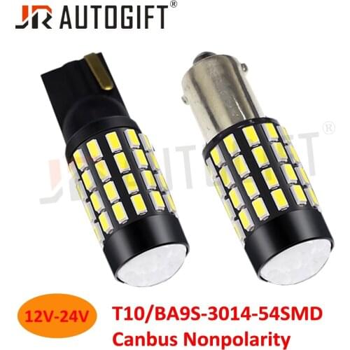 10PCS Super bright LED T10 W5W 3014 54SMD Canbus 3W Auto LED Car Interior Light plate Dome Reading Lamp Clearance Light 12V-24V