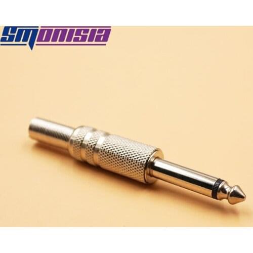 Smonisia 100pcs 6.35mm Male Mono Microphone Jack Connector for Cable