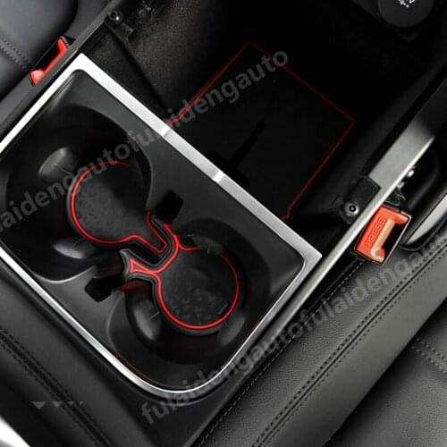 17pcs For Jaguar E-PACE 2018-2019 Interior Non-slip Door Slot Pad Water Cup Holder Mats Car Styling Accessories