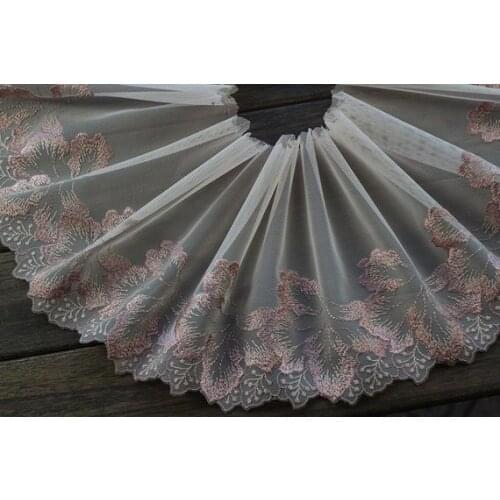 2 Yards Lace Trim Flower Embroidered Light Beige Tulle Lace Trim 7.48 Inches Wide High Quality