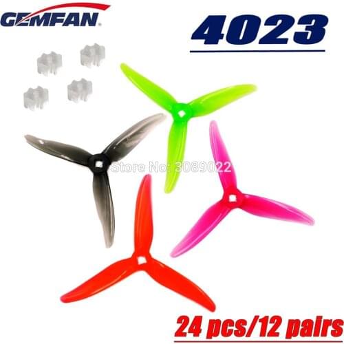 24pcs 12pairs Gemfan 4023 4inch 3 3 Blade/ tri-blade Propeller 1.5mm CW CCW FPV Props for 4’’ Toothpick FPV Racing Drone