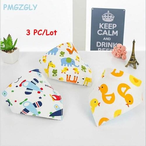3PC/Lot Cotton Baby Bibs Boys Girls Towel Cartoon Burp Cloths Newborn Bandana Bib Apron for Babies Towel Feeding Scarf Bibs