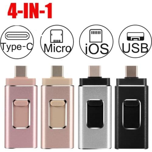 4 in 1 Type-c OTG USB Flash Drive 64GB Memory Stick For iPhone Android PC 128G 256 GB USB 3.0