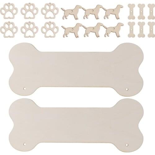 40 Pcs Lovely Wooden Pendants Delicate Wood Dog Bone Hangings Wood DIY Materials