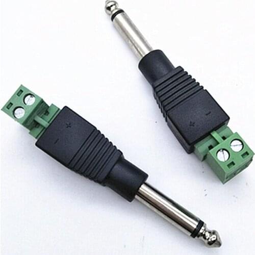 6.35mm Mono TS Male to AV Screw Video Balun Terminal Adapter Converter Pluggable Solderless Plug for Video Audio Equipments
