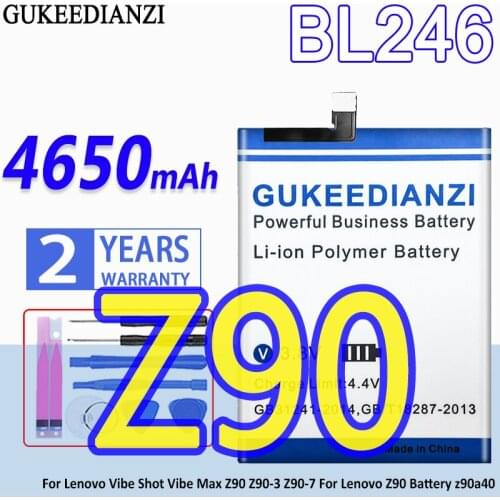 GUKEEDIANZI Battery BL246 4650mAh For Lenovo Vibe Shot Vibe Max Z90 Z90-3 Z90-7 For Lenovo Z90 Battery z90a40
