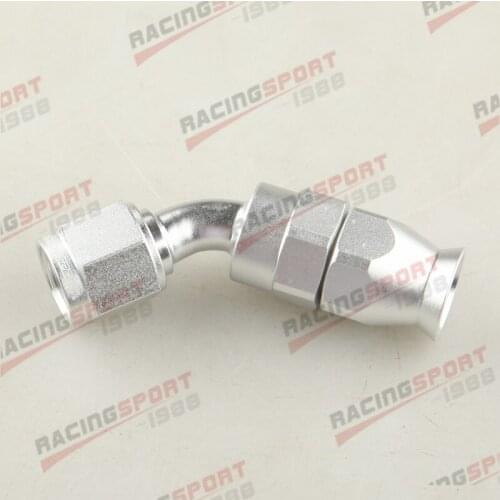 AN6 6AN AN-6 45 Degree Reusable Swivel PTFE Hose End Fitting Aluminum Silver
