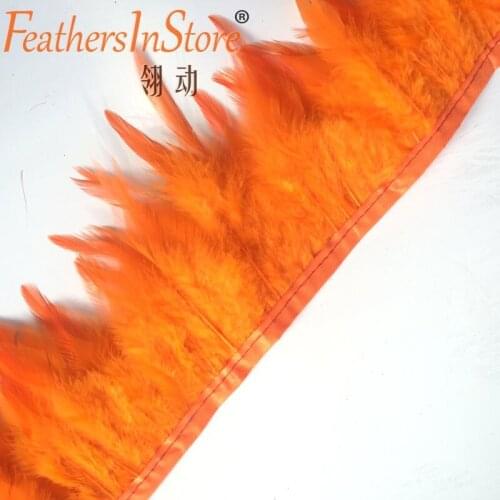 Free Shipping 60meters Height 4-6" (8-15cm) orange Rooster Hackle Feather Rooster Feather tail Trimming Fringe