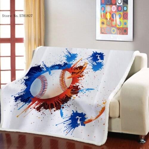 Baseball Sherpa Blanket 3D Print Famous Sports Weighted Blanket For Bedroom Throw Blanket Picnic Travel Nap Office Blanket