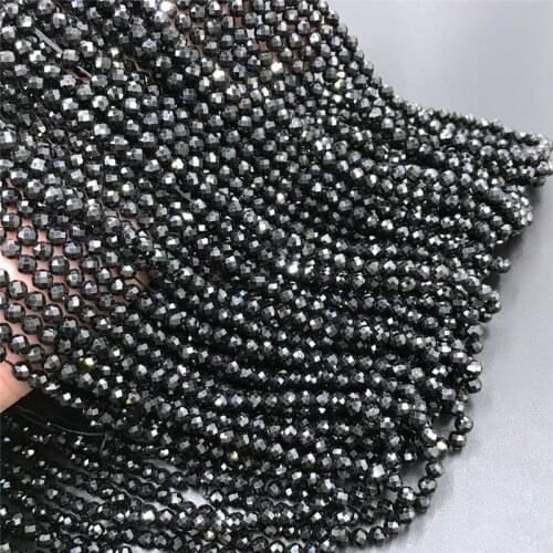 High Quality Gem Stone Beads Natural Spinels Faceted Beads 2 mm 3 mm Black Quartzs Loose Beads For DIY Making Bracelets Jewelry