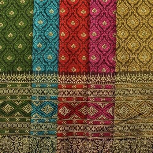 C1039 Ethnic Southeast Asia Burma Thailand Dai Style Womens Jacquard Skirt Fabric DIY Sewing Materials Polyester Clothing