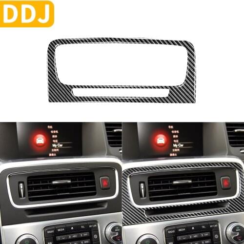 For Volvo S60 V60 2010-2018 Interior Below Navigation Frame Air Vent Trim Car Styling Accessories Carbon Fiber Sticker