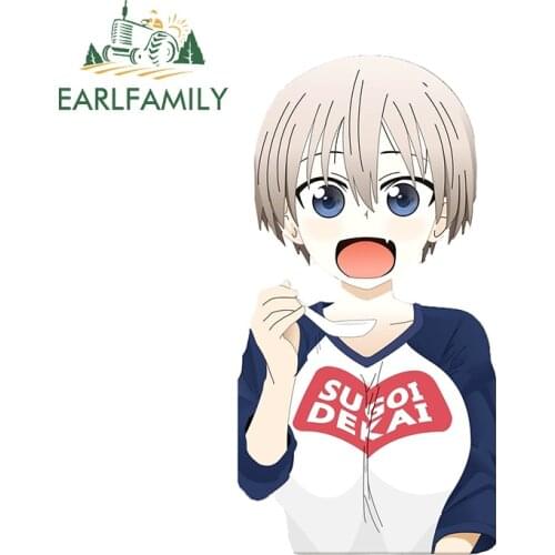 EARLFAMILY 13cm x 11.6cm for Uzaki Chan Motorcycle Car Stickers Vinyl Material 3D Funny Waterproof Anime Occlusion Scratch Decal