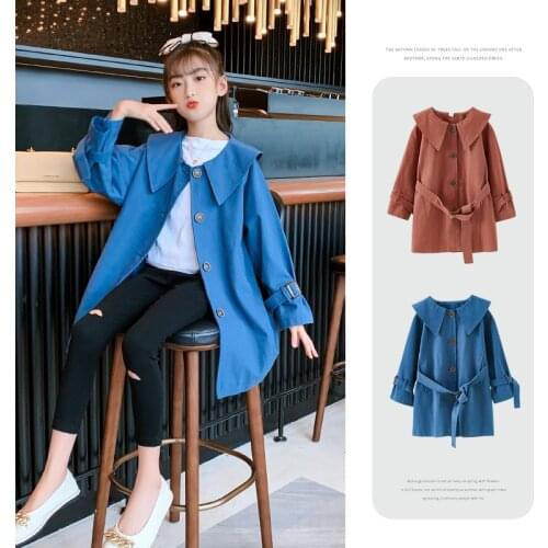2021 Spring Autumn Girls Jacket Coat Children Outerwear Long Sleeve Trench Kids Clothes Teen Girls Jackets for Baby Girl 4-12Yrs