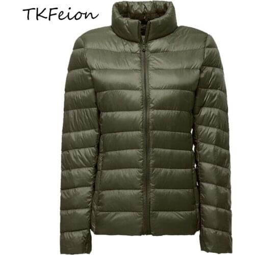 Spring/Autumn Duck Down Jacket Female Ultra Light Down Jacket Feather Jacket Womens Overcoat Windbreaker Coats Parkas Armygreen