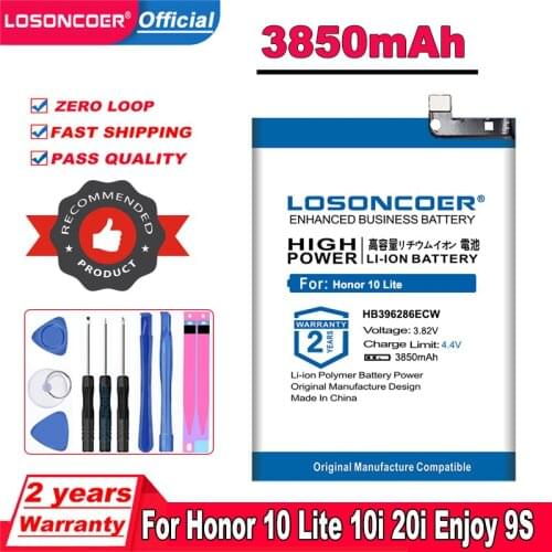 LOSONCOER 3850mAh HB396286ECW Battery For Huawei Honor 10 Lite Honor10 Lite 10Lite POT-L21 POT-AL00 Pour P Smart 2019 Batteries
