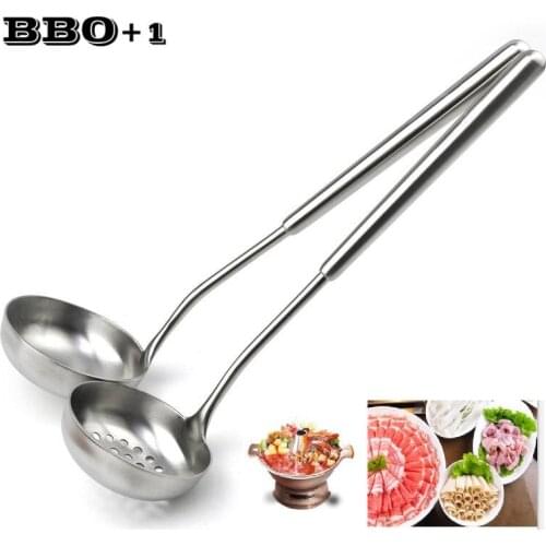1pcs Thick Stainless Steel Kitchen Tools sets Flat-Handle Soup Spoon Colander Spoon Cooking Tool Cookware Kitchen Accessories