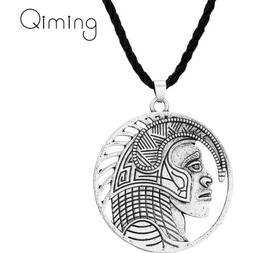 Mexican Indian Pendant Men Necklace Aztec Jewelry Culture Amulet Boho Jewelry Maya Ornament Pendant Necklace Women