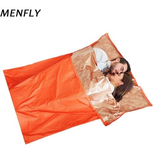 MENFLY Double Sleeping Bag Keep Warm Envelope 2-person Capacity Camping Heat Reflection Insulation Bedding Emergency Blanket