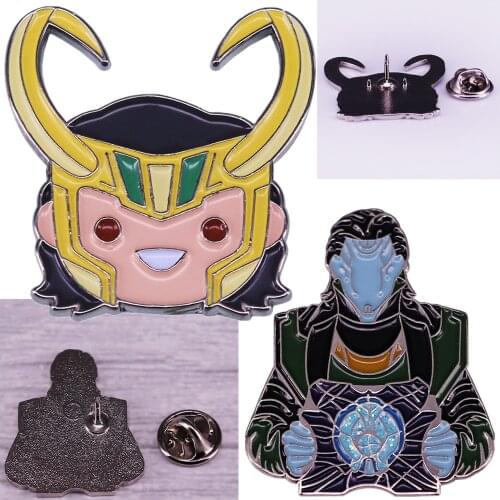Loki Cosplay Cartoon Costume Props Metal Badge Pin Alloy Brooch