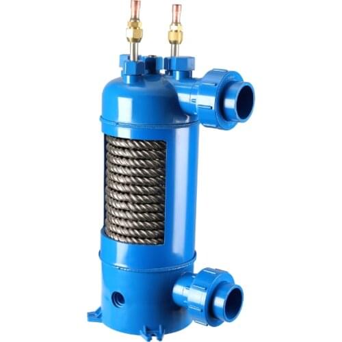 MHTA-12 Screwed titanium tube pvc shell heat exchanger for swimming pool heat pump ,aquarium chiller evaporator