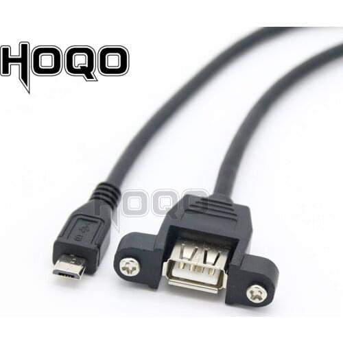 Micro usb 5pin Male to USB 2.0 A Female Socket Panel Mount Data Adapter cable Sync Charge Cord with screw terminal 1ft 1 meter