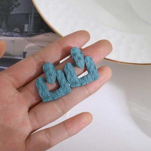 Morandi Color Square Hanging Geometric Dangle Drop Earrings for Women Female 2021 New Vintage Fashion Statement Earrings Jewelry