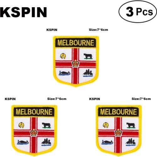 Melbourne Flag Embroidery Patches Iron on Saw on Transfer patches Sewing Applications for Clothes in Home&Garden