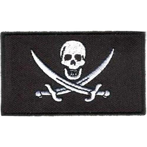 Pirate Embroidery Patch Made by Twill with Heat Cut Broder and Iron On Backing Custom MOQ50pcs per item free shipping by Post