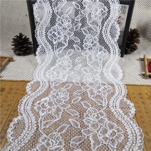 RR3198 fashion hot sale 18.5cm white color sexy flower pattern elastic lace fabric for woman lingerie and underwear and dress
