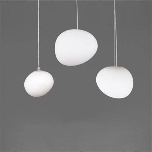 Modern Cobble Stone Glass Suapension Vintage Loft Milk White Pebble Dining Room Bar Restaurant Drop Pendant Light 2652