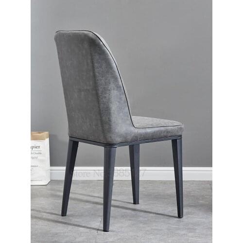 Modern Fashion Home Leather Dining Chair American Imitation Solid Wood Hotel Restaurant Back Chair Soft Bag Dining Table And Cha