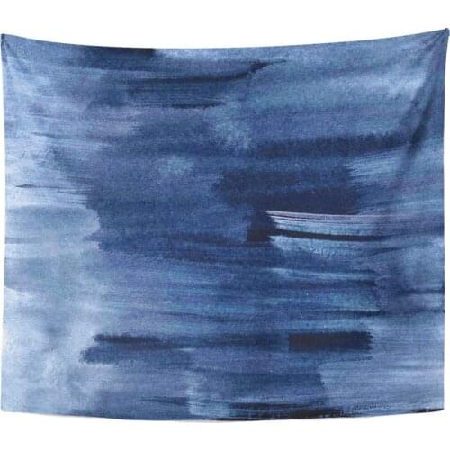 Navy Ink Blue Watercolor Abstract Night Paint Sky Wash Tapestry Home Decor Wall Hanging for Living Room Bedroom Dorm 50x60 inche