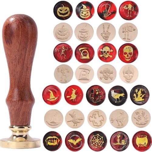 Halloween Wax Seal Stamps with Metal Handle Classic Retro Antique Envelop Invitation Sealing Scrapbooking Craft Wedding Decor