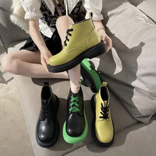 New Chunky Boots Fashion Platform Women Ankle Female Sole Pouch Ankle Botas Mujer Round Toe Slip-On Botas Altas Mujer885