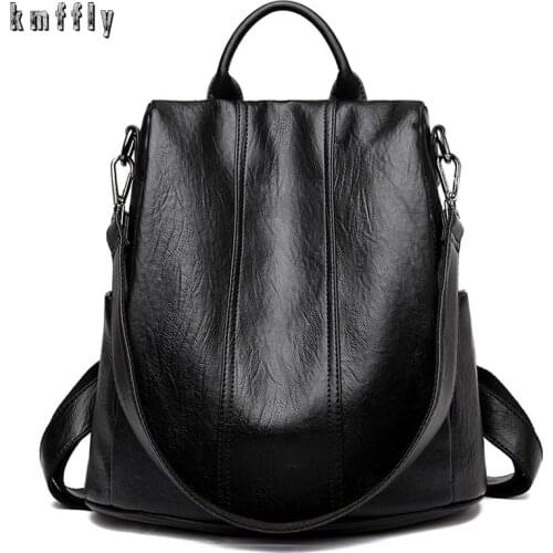 Women Soft Leather Backpacks Vintage Anti-Theft Female Shoulder Bags Sac a Dos Casual Travel Ladies Bagpack Mochilas School Bags