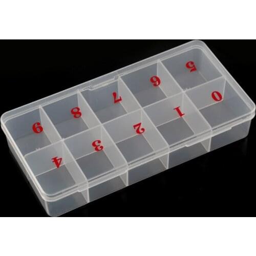1Box Nail Art Tips Empty Storage Box For 500pcs 10 Sizes Nail Tips Tweezers Clippers Pens Polishing Container Manicure Box