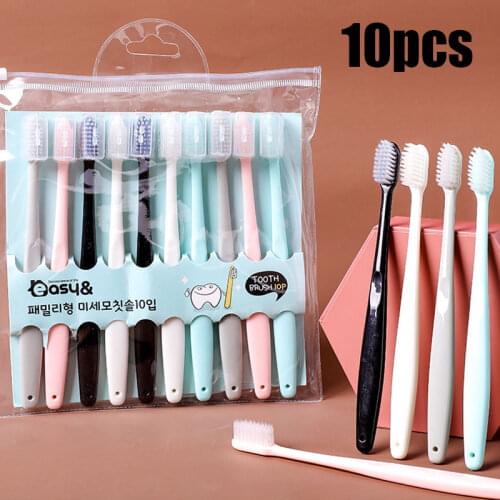10pcs/set Candy Colors Colored Natural Toothbrush Soft Bristles Teeth Whitening Soft Dental Oral Care