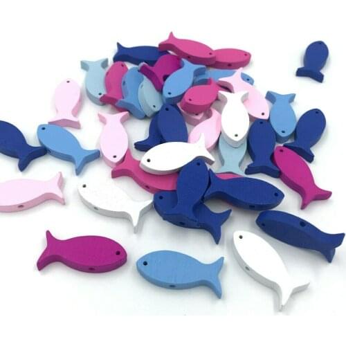 DIY 100PCS Fish Wooden Beads Loose Beads Makeing Pacifier Clip Accessorie Spacer Besds Bead Diameter 29mm thickness 4.5mm