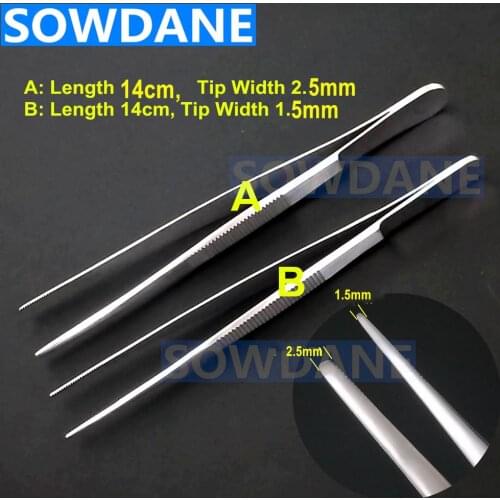 2 pcs Dental Surgical Instrument Tweezer Dental Forcep with Serrated Straight Tip Dental Tweezers Slim Tip