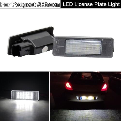 2PCS LED License Plate Light For Peugeot 106 1007 207cc 307 308 406 408 508 607 806 807 For Citroen C2 C3 C4 C5 C6 C8 DS3 Jumpy